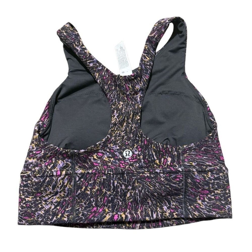 Lululemon Wunder Train Longline Bra in a multi-color topography pattern size 6